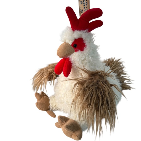 Mary Meyer 12-16" Stuffed‎ Fabfuzz Rooster Plush Toy White Brown Red Farm Animal - Picture 8 of 11